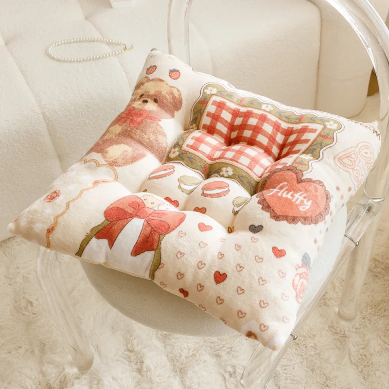 Cuscino per sedile Kawaii Cartoon - Cuscino per sedia in velluto di latte ultra morbido | Simpatico cuscino extra spesso per ufficio e auto, comfort per una seduta lunga: Grigio chiaro