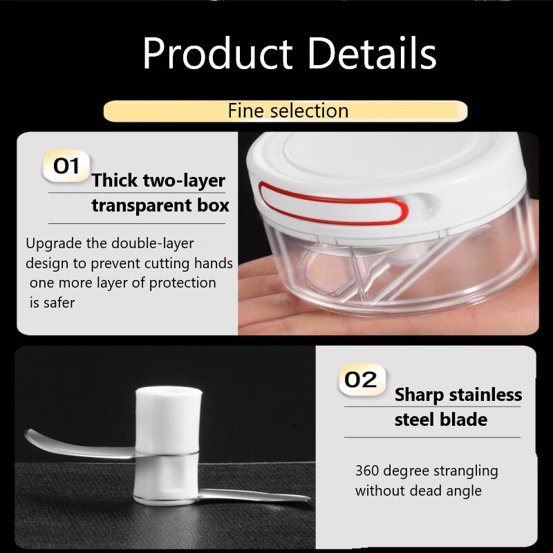 1 Pcs Garlic Artifact Double-layer Hand-protected Garlic Kitchen Mini Manual Garlic Garlic Cutting Vegetable Cutting Meat Tools