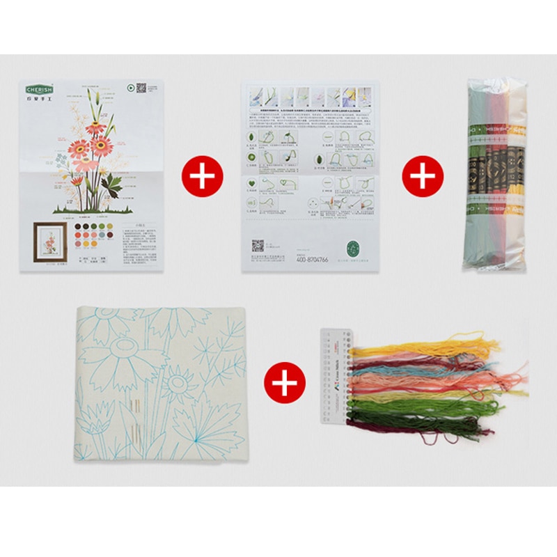 Nemt gør-det-selv broderisæt blomstertrykt håndlavet håndarbejde korssting for begyndere swing kunst maleri håndværk boligindretning