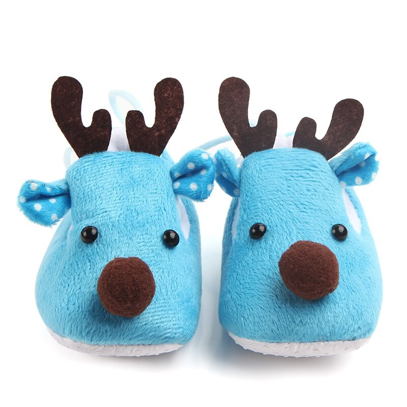 Baby Deer Slipper Toddler First Walkers Baby shoes Deer Prints Round Soft Slippers Shallow Christmas Footwear For Newborns: L