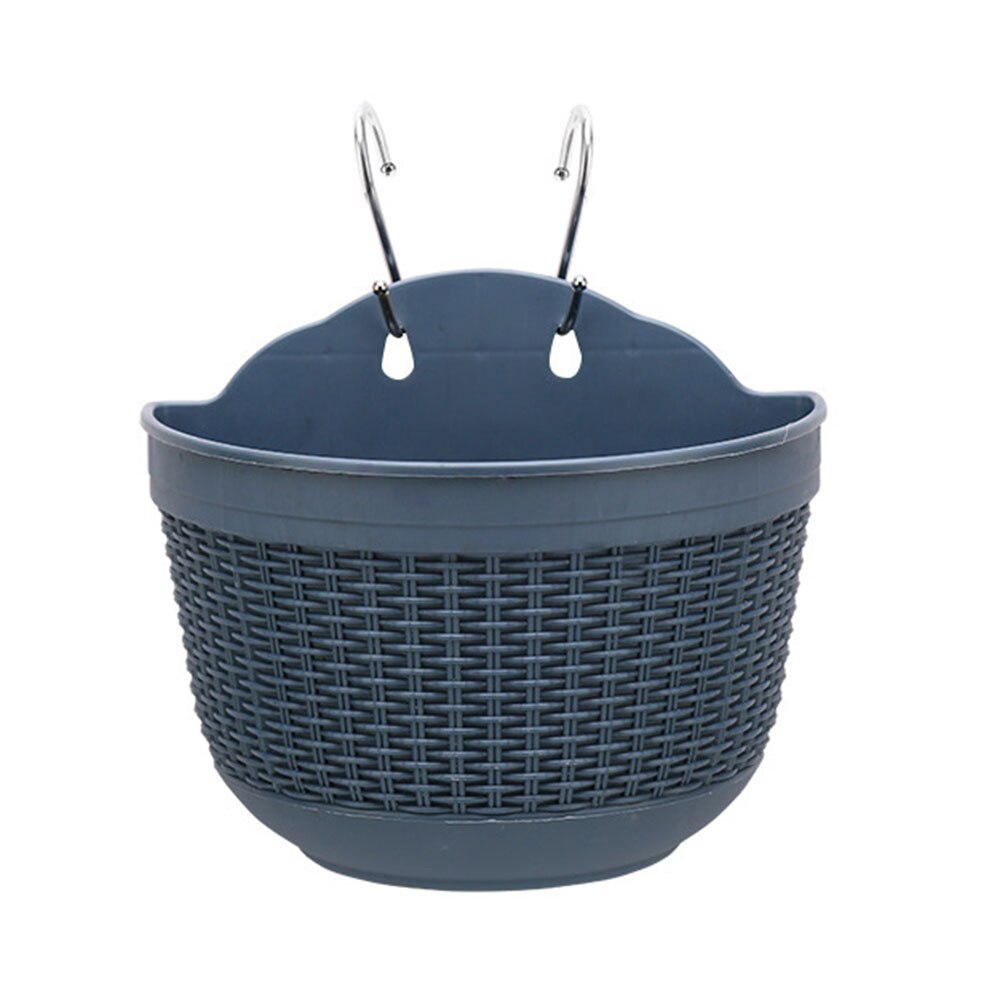 Imitation Rattan Wicker Wall Hanging Flower Baskets Plant Hangers Indoor Outdoor Flower Pot Basket Garden Flower Pot Planters: Blue M