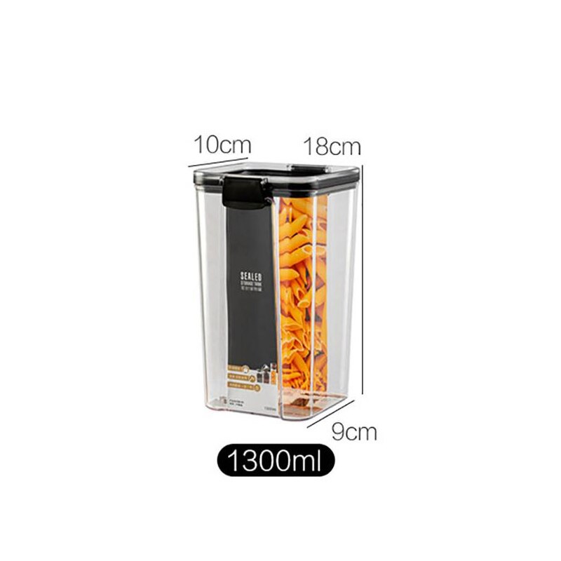 1800ml Dry Food Storage Box Food Containers Transparent Stackable Kitchen Spaghetti Noodles Sealed Tank Cans Organizers bottles: A 1300ml
