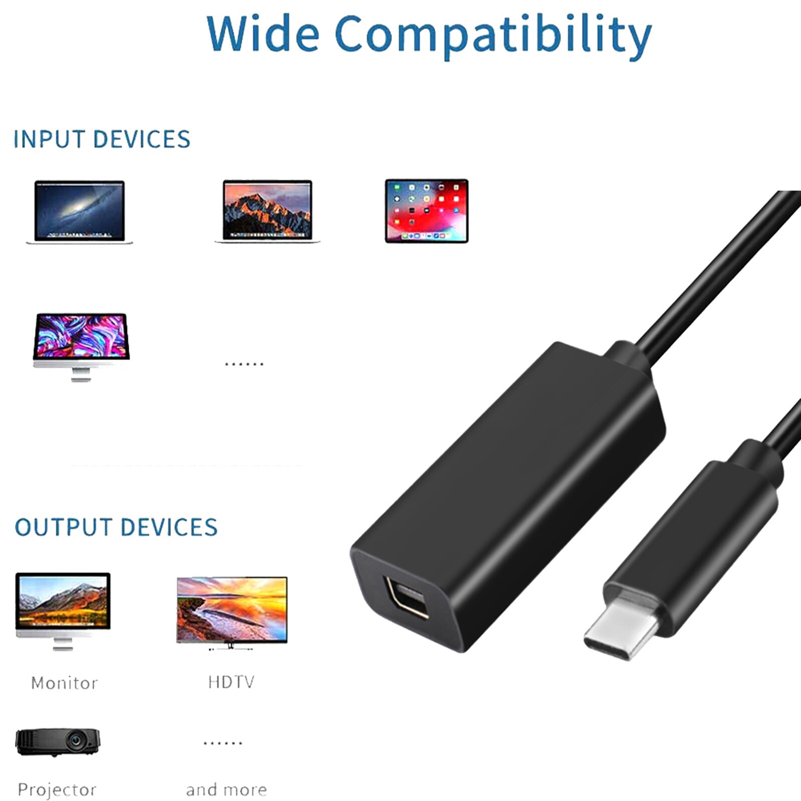 Usb-c til mini display port adapter usb 3.1 type c (thunderbolt 3)  til thunderbolt 2 adapter til macbook pro 4 k 60hz dp convert