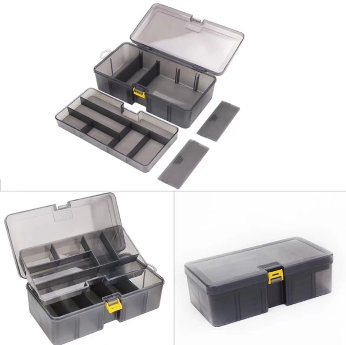 Multi-division Dual Layer Tool Storage Box Multifunctional Organize Fishing Lure