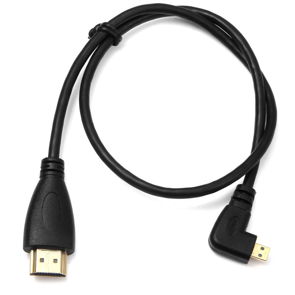 Jimier CY Cable Micro HDMI Left Angled 90 Degree to HDMI Male HDTV Cable 50cm for Cell Phone & Tablet