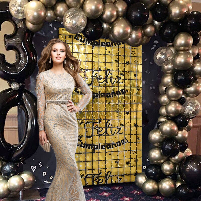2m*1m Party Backdrop Curtain Metallic Foil Glitter Wall Backdrop Birthday Wedding Party Wall Decoration Photo Zone Backdrop