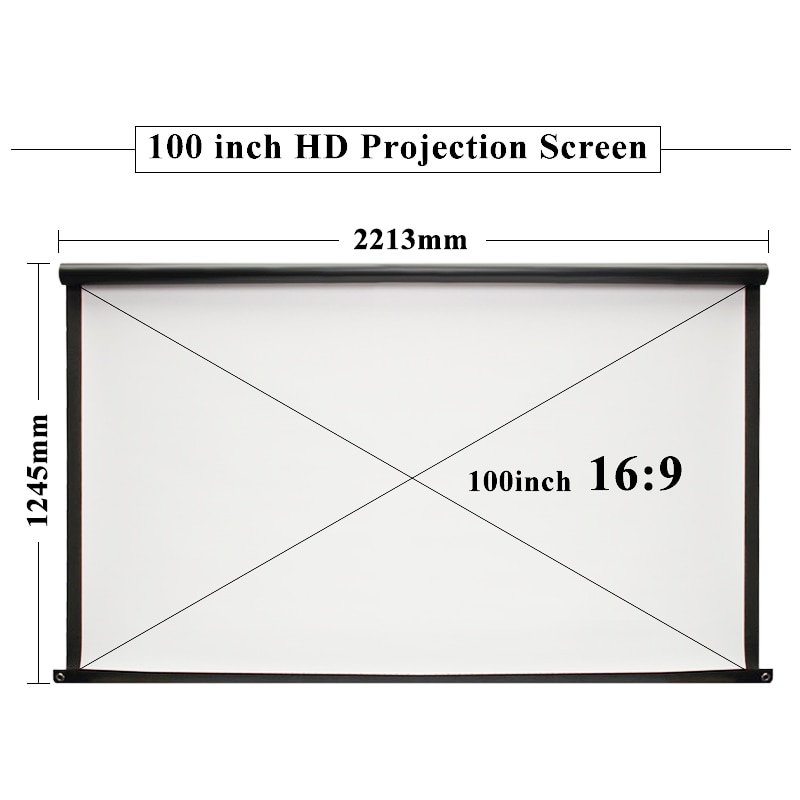 Høy lysstyrke sammenleggbar 100 tommers hd lerret lerret 16:9 projektor hjemmekino beamer projeksjonsskjerm film projektor lerret