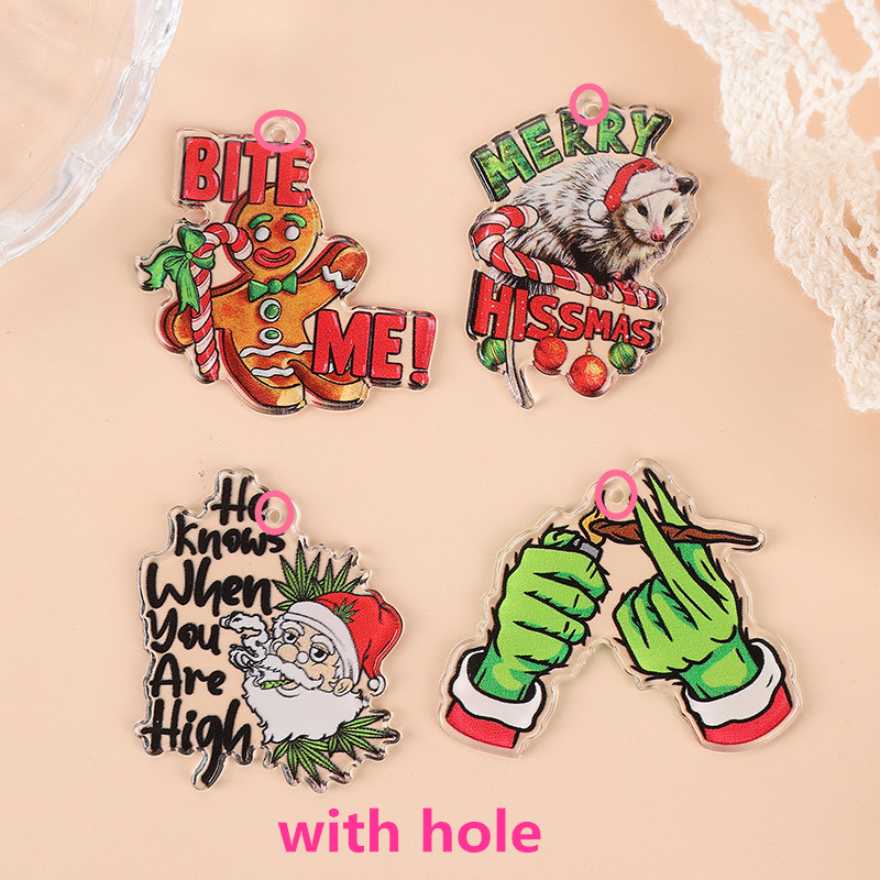 8 pezzi di ciondoli natalizi creativi in acrilico Gingerman Santa Jewlery risultati per collana fai da te: arancia