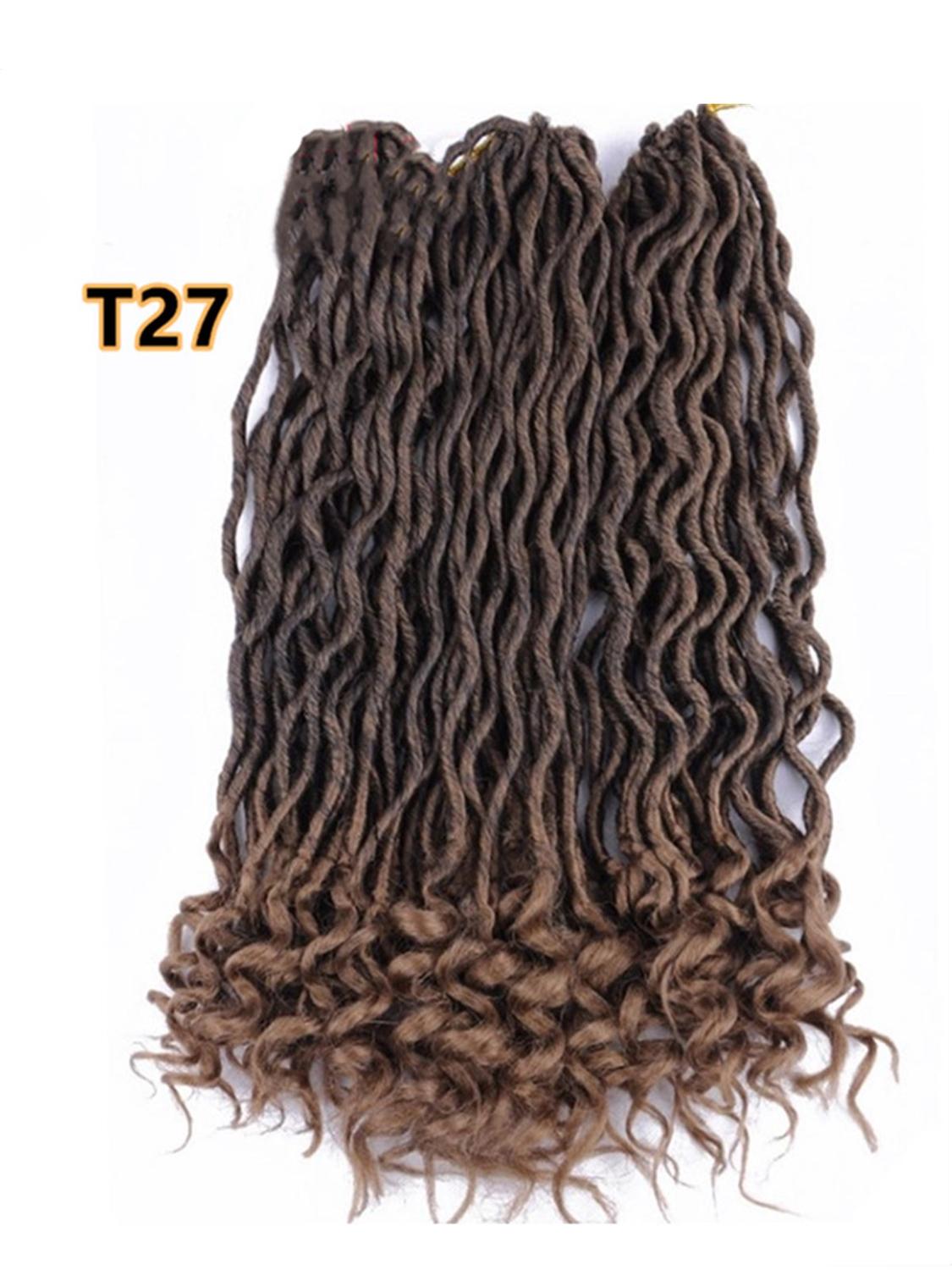 18 Inch Dreadlocks Hair Goddess Faux Locs 100G 24Roots Crochet Braids Hair Ombre T1B/27 T1B/bug Synthetic Hair Extensions