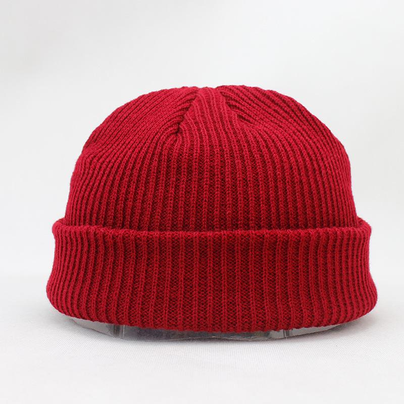 Gebreide Hoeden Voor Vrouwen Gildkruid Mannen Beanie Hat Winter Retro Brimless Baggy Meloen Cap Manchet Docker Visser Mutsen Hoeden Voor mannen: Roze