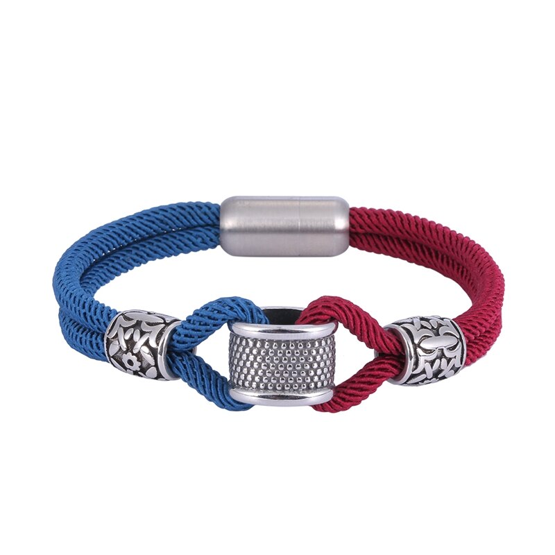 Trendy Handgemachte Milan Seil Einfache Armband Männer Frauen Glück Schnur Armband Hand Jewerly für Freund Freundin SP1100: Blue and Red / Inner Perimeter175mm