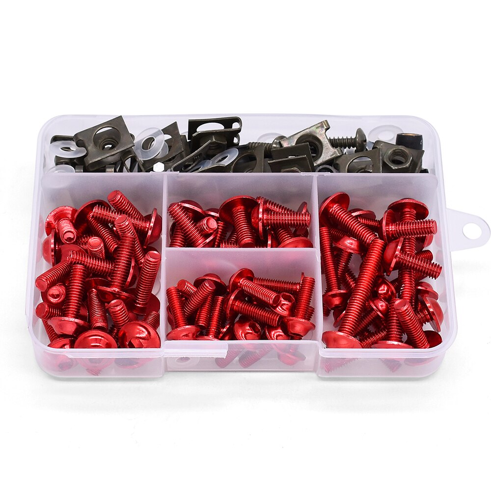 Tornillos de aluminio para carenado de motocicleta 175 uds, tornillos para carrocería, Kit de tuercas para Suzuki drz 400 sm RMX250 RMZ250 RMZ450 DRZ400SM: Red