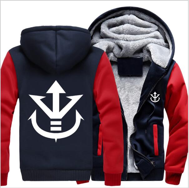 Prijs Anime Dragon Ball Z Vegeta Saiyan Royal Crest Winter Vrouwen Mannen Hoodie Rits Jas Casual Sweatshirts Sportwear: red / 4XL