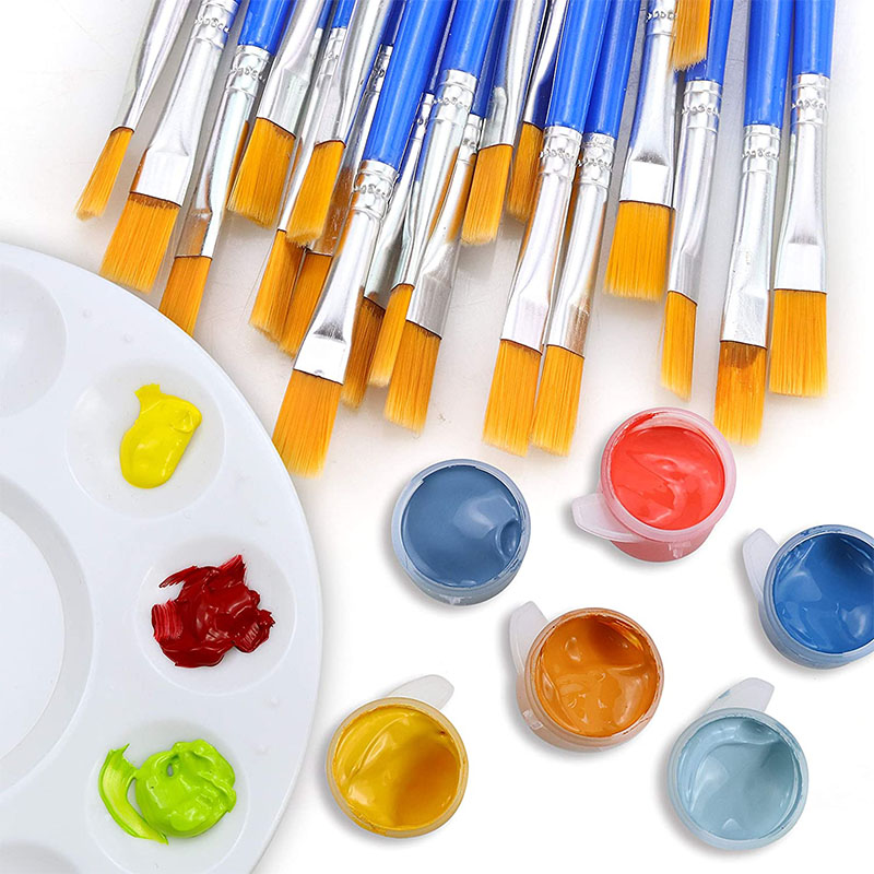 50 stuks schilderborstels set kunst rond plat haar nylon haar kwast voor olie acryl aquarel kinderen/kunstenaars/beginners/studenten