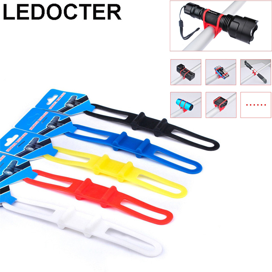 Bricolage aléatoire reliure lampe de poche LED bandage torche LED bandages de vélo en silicone souple support de montage de lampe de poche pour la randonnée Camping