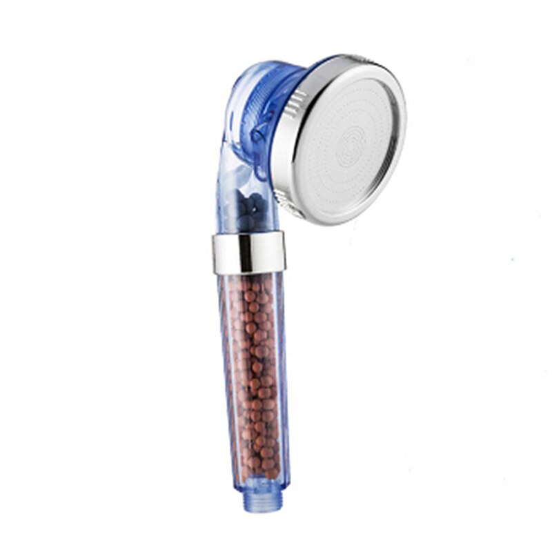 1PC Bathroom 3 Function Adjustable Jetting Shower Head Household High Pressure Water Saving Anion Stone Filter SPA Shower Heads: 1PC Blue