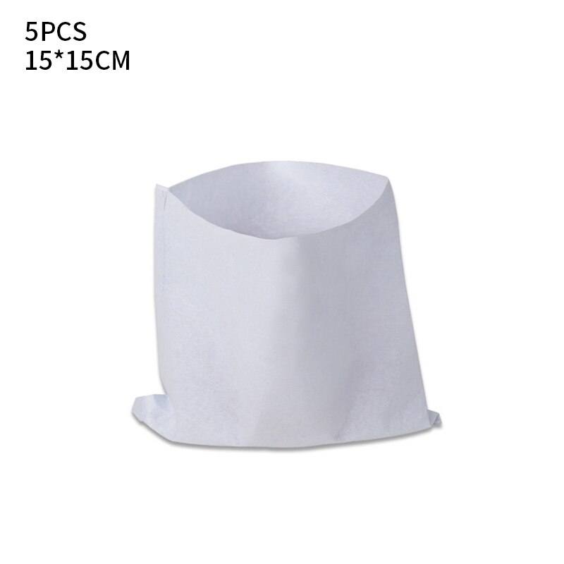 Plant Groeien Zakken Ademend Non-woven Beluchting Stof Potten 5Pcs Bloempot Voeding Tas Zaailing Zak: white15x15cm