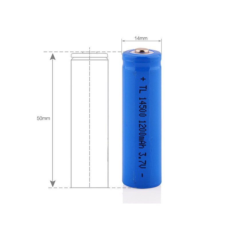 2 stk / mye østfire  aa 14500 1200 mah 3.7 v litiumion oppladbare batterier og ledet lommelykt,