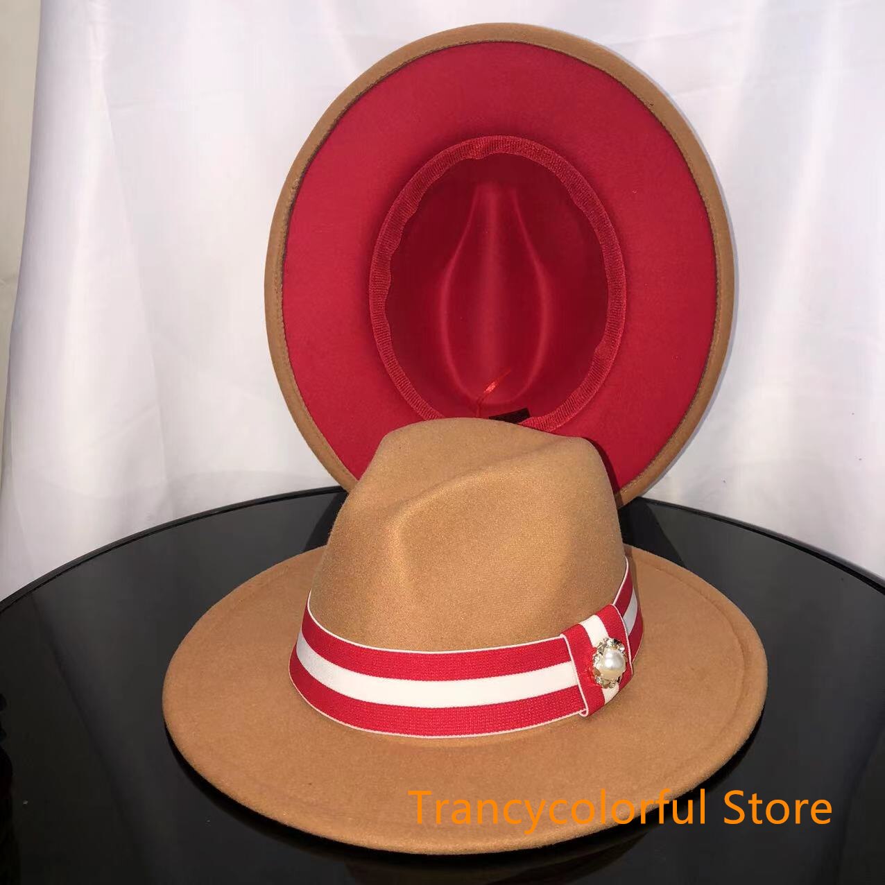 Sombrero de Fedora para hombre y mujer, sombrero de jazz con cinta elástica, accesorios blancos, sombrero de copa para iglesia, sombrero de invierno,: 12