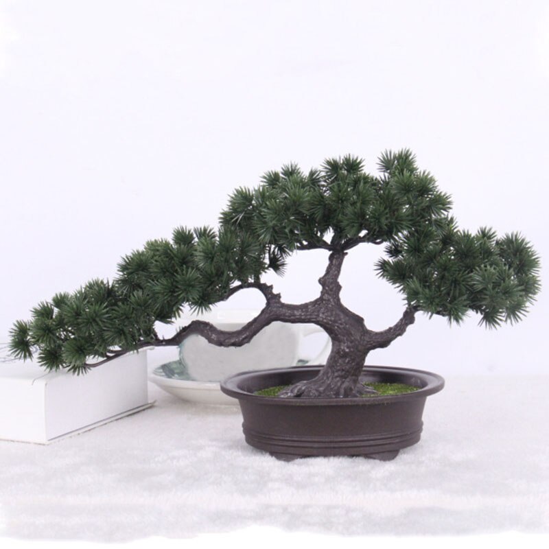 Decorative Artificial Realistic Plastic Desk Faux Bonsai Tree Potted Plants Pots