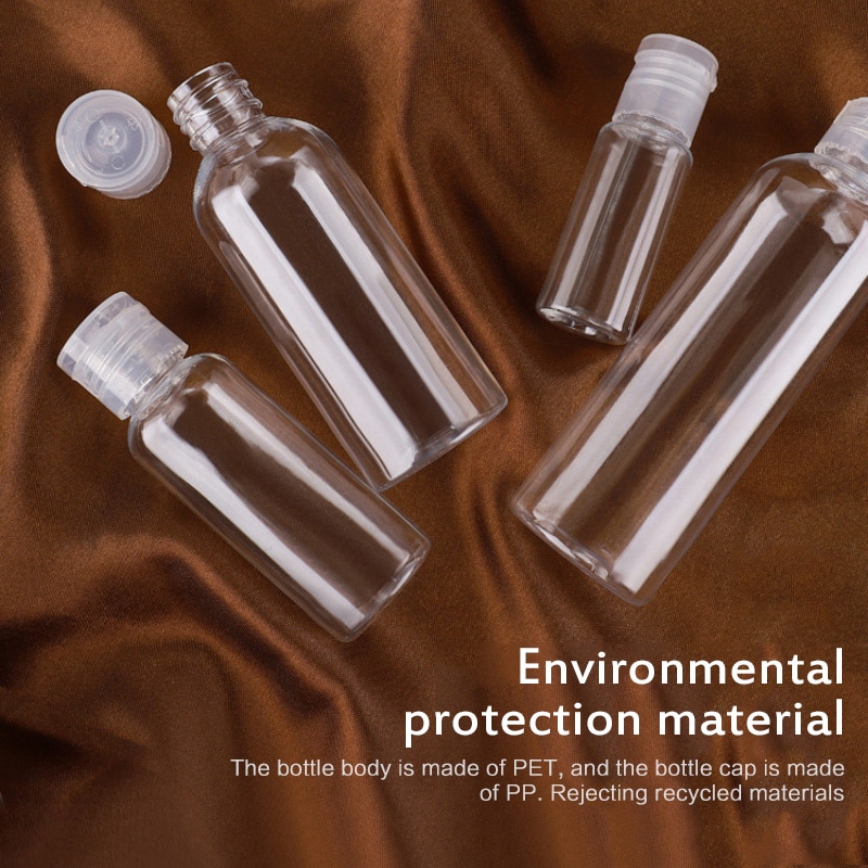 Gennemsigtige genopfyldelige flasker vaskbare opdelt flaske vippehætte separat aftapning (5,10,20,30,50,60,80,100,120,150,200ml valgfri
