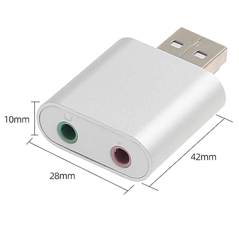 Aluminum USB External Stereo Sound Adapter for Windows and Mac. Plug and Play No Drivers Needed