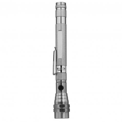 3-LED Magnetic Flashlight Pen Torch Retractable Free Bending Car Repair Light Small Pocket Linterna for Working: Silver