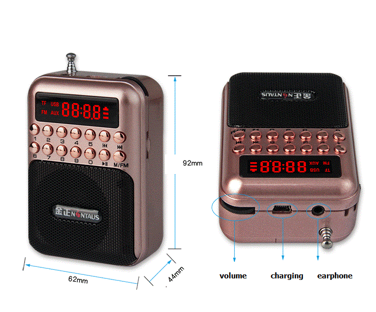 Pocket Radio FM Radio Mini Portable Rechargeable Radio Receiver Speaker Support USB TF Card Music MP3 Player