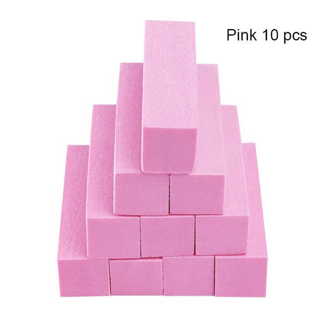 Lime à ongles de ponçage, 10 pièces, éponge de ponçage rose blanc, bloc, polissage, bricolage-même, pour Nail Art: pink