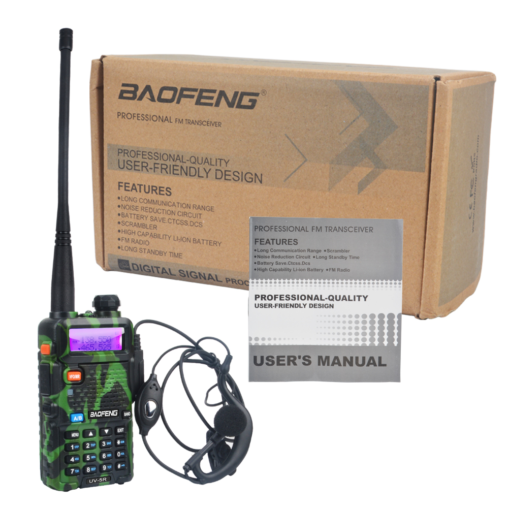 Baofeng UV-5R Dualband Walkie Talkie VHF 136–174 MHz UHF 400–520 MHz 128 Kanal 5 W FM tragbares Zwei-Wege-Radio mit Headset