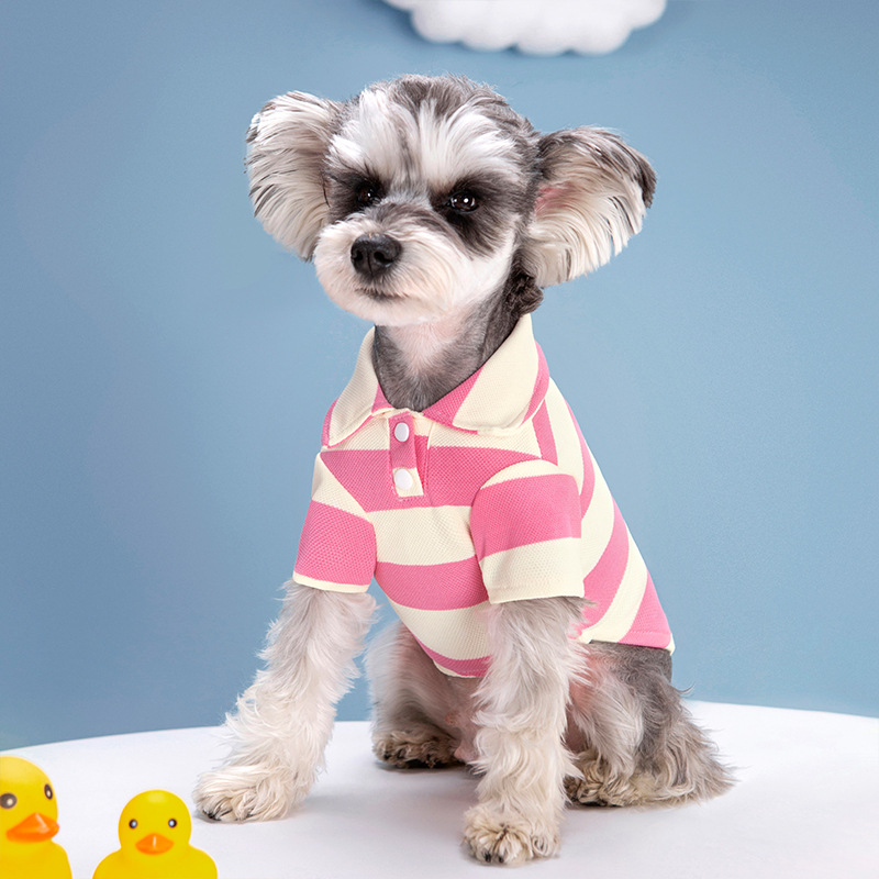 Camiseta Polo para perro, ropa fresca de verano, sudadera a rayas, Yorkie, Chihuahua, ropa para cachorro, chaleco para perros pequeños y medianos, disfraces