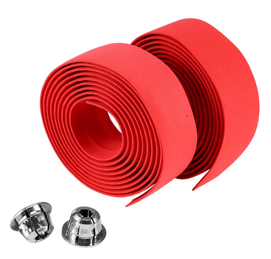 Bicycle Handlebar Tapes Reflective Camouflage Grip Wrap Cycling Handle Belt Cork Wrap with Bar Plugs Non Slip Absorb Sweat Strap: Red