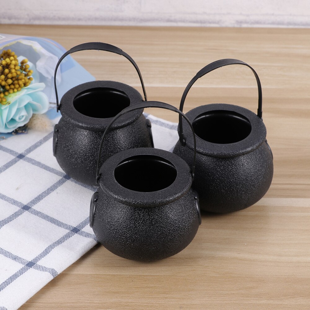 10pcs 5x7cm Candy Bucket Witch's Cauldron Trick or Treat Candy Pail Holder (Black)