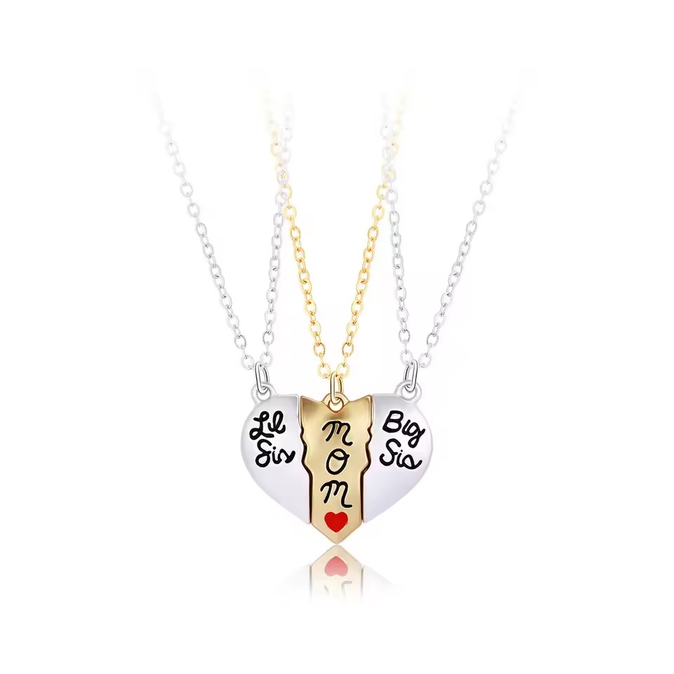 Colliers magnétiques en forme de cœur pour femmes et filles, pendentif Kawaii meilleurs amis sœurs, chaîne BFF, bijoux d'amitié, , 2/3 pièces: Imitation plaquée rhodium