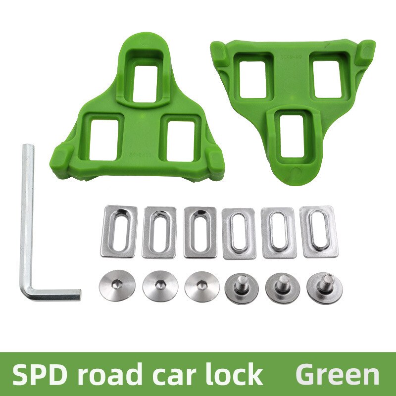 Cubiertas de tacos para ciclismo de 6 grados, tacos de bicicleta de carretera, pedales de ciclismo con bloqueo automático para Ciclismo de Carretera, equipos deportivos para montar: green