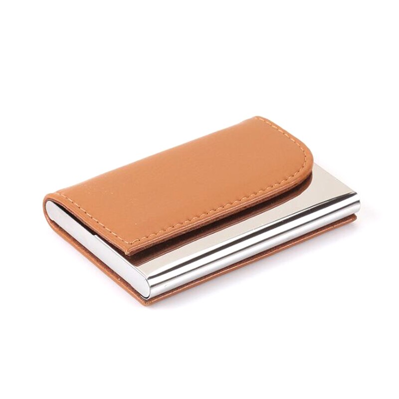 Itapkris Man Business Card Holder PU Leather Bank Credit Card Case For Women Travel Aluminum Black RFID Wallet Porte Carte: apricot