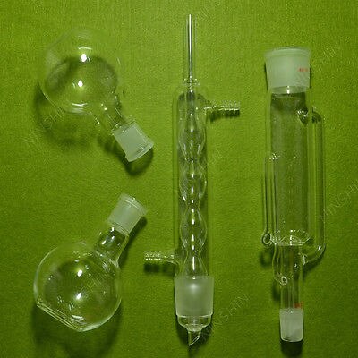 Extractor de Soxhlet de 250ml con condensador, tubo de bombeo y dos frascos planos de 24/40