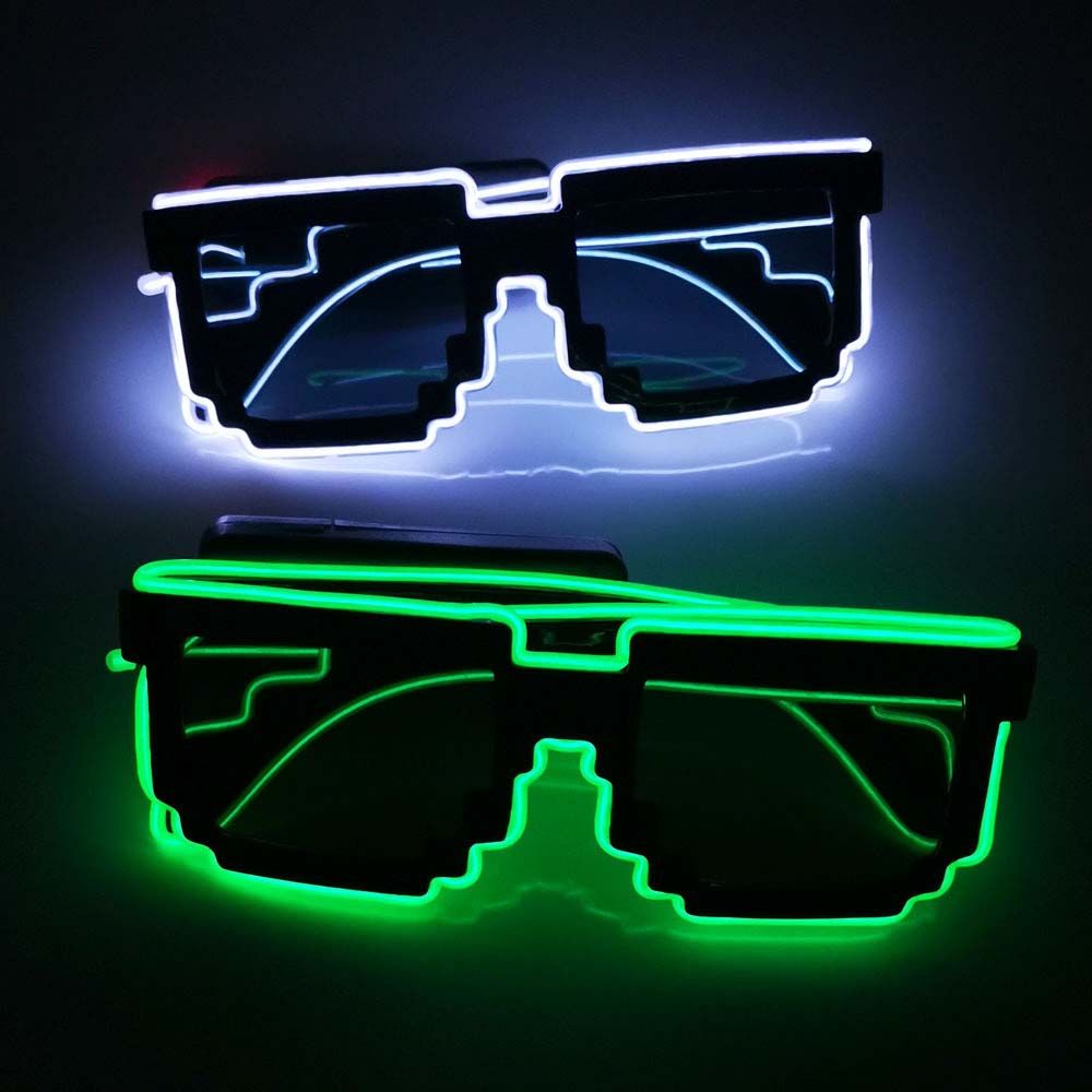 Decorações brilhantes para cosplay, adereços para festa, óculos com luz led piscante, óculos luminosos de led, óculos de sol brilhantes, óculos de mosaico