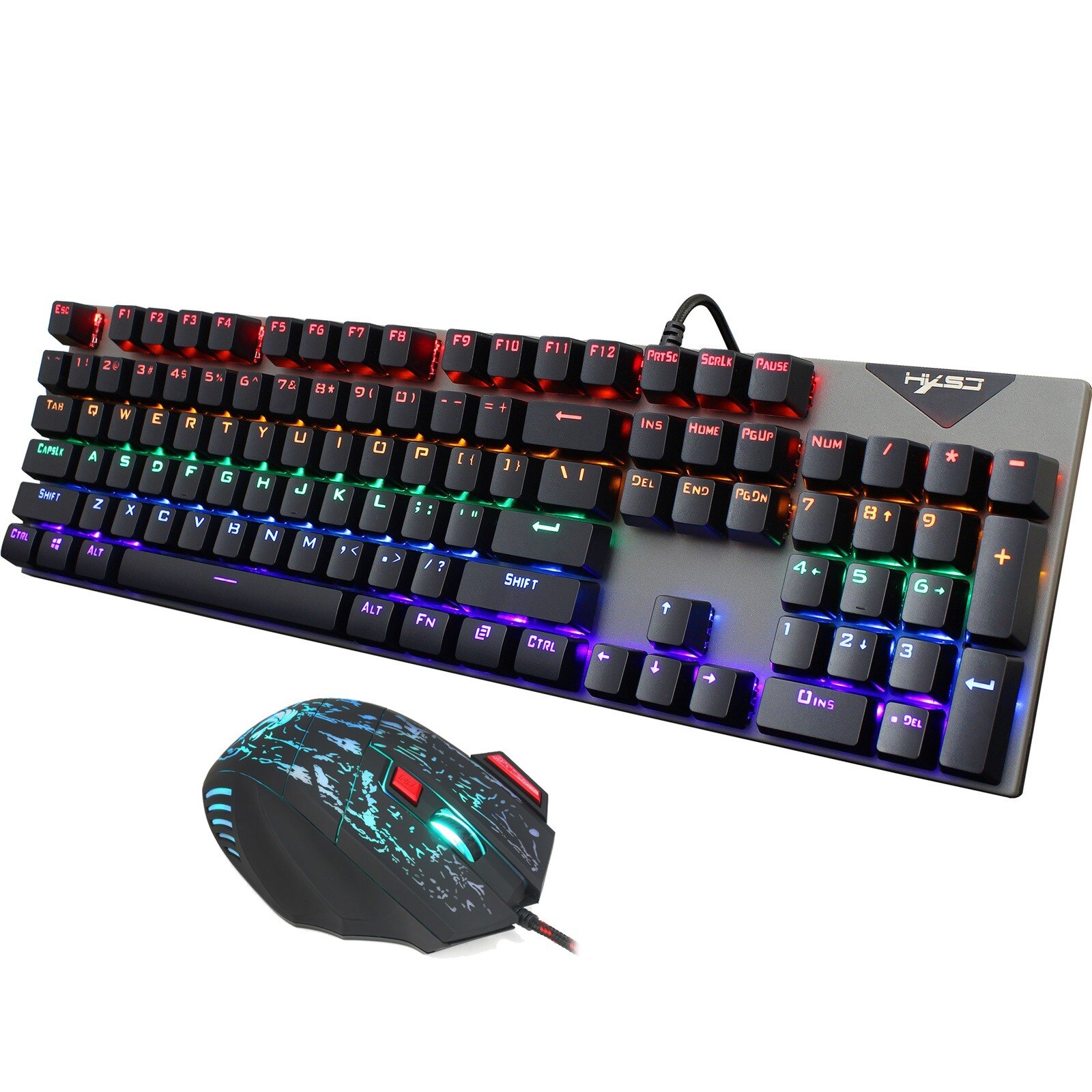 Rgb Mechanische Gaming Toetsenbord Computer Muis Gamer Set 104key Pckeypad 5500Dpi 7Key Wired Gaming Mouse Voor Pc Laptop Клавиатура