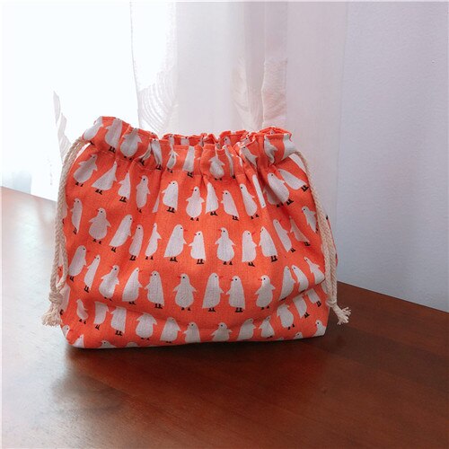 Yile katoenen linnen voering trekkoord handtas lunchtas multi patroon vis walvis pinguïn: Pinguïn