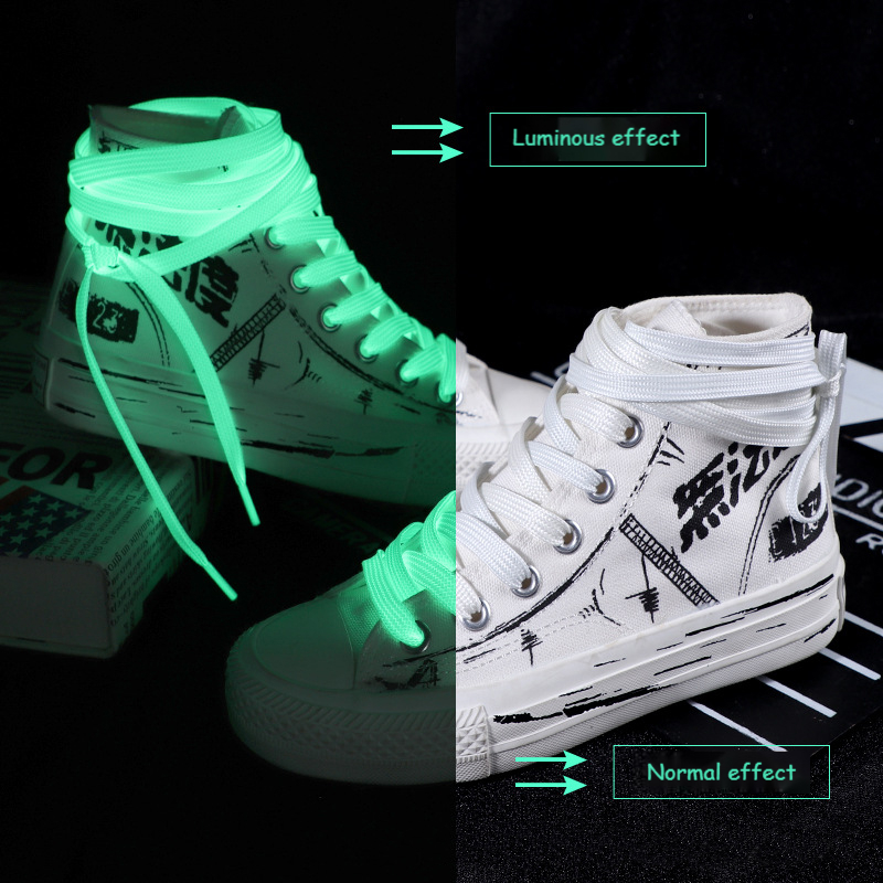 Lichtgevende Schoenveters Platte Veters Sneakers Veters Glow In The Dark Nachtkleur Fluorescerende Schoenveter 80/100/120/140 Cm Shoestrings