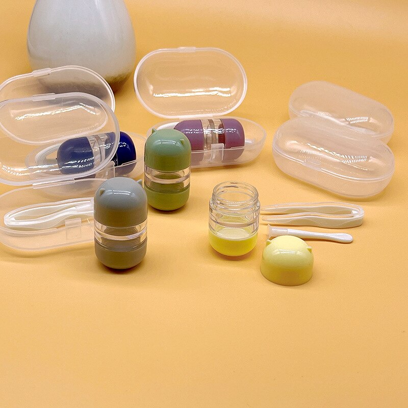 Cartoon Cute Cat Contact Lenses Tweezers Suction Stick Set Eyes Care Travel Kit Contact Lens Box for Women Contact Lenses Case