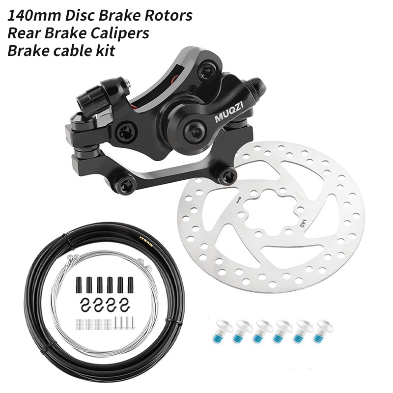 MUQZI Disc Brake Kit Bike Disc Brake Caliper Bicycle 22.2mm Brake Lever MTB Road Bike Cable 140mm 160mm Brake Rotor: Dark Grey