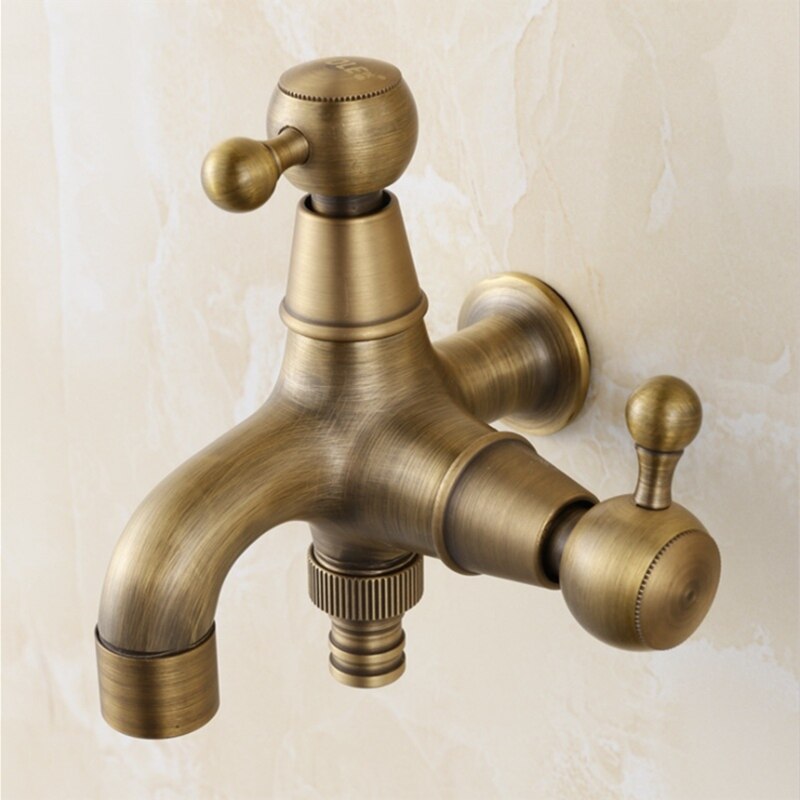 1 PC Neue Stil Anti-bronze Bibcock Wasserhahn Messing Wand Montiert Doppel Mit Bad Waschmaschine Wasserhahn Im Freien Garten mixer
