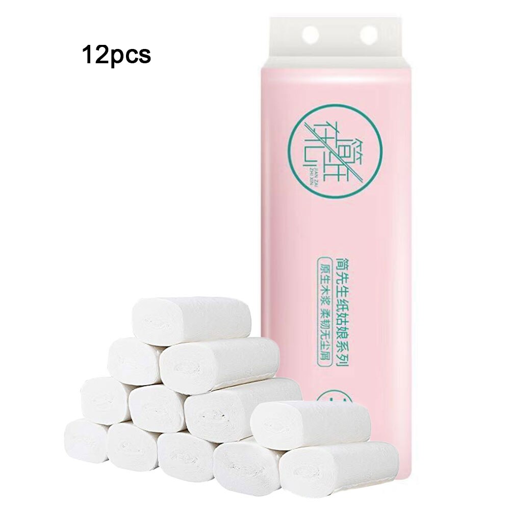 12 Rolls Compact Coreless 4-Ply Recycled Toilet Paper Bath Tissues Soft for Home Office Restaurant Washroom