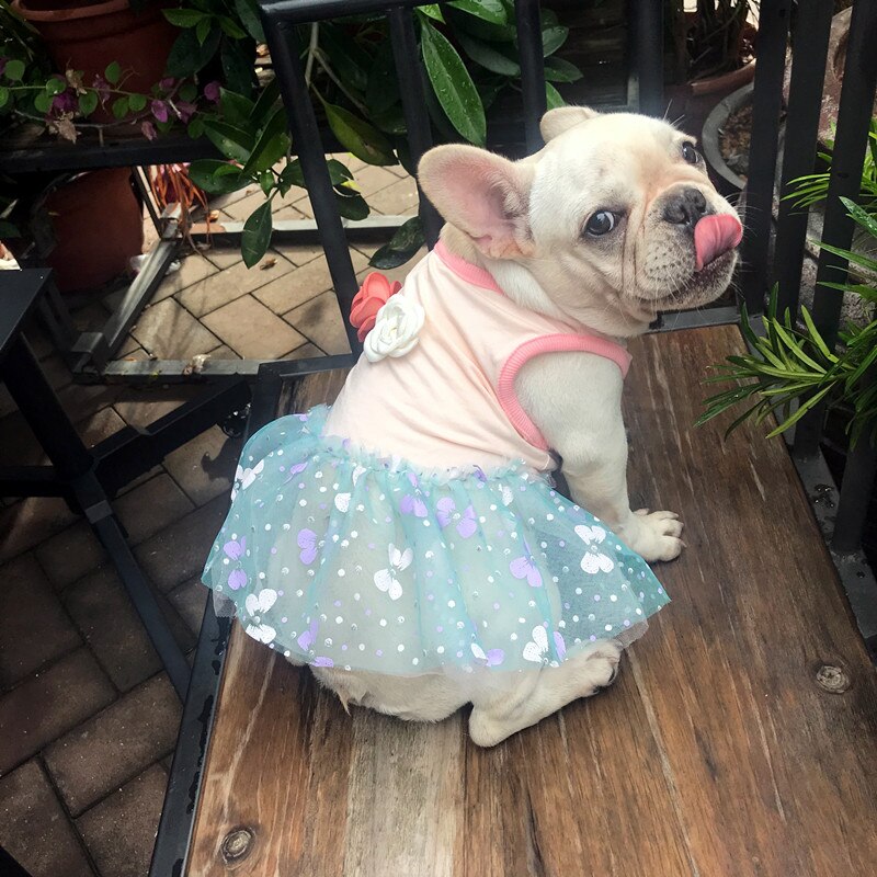 French Bulldog Clothes Summer Dog Dress Poodle Bichon Pomeranian Schnauzer Pug Clothing Princess Skirt Corgi Dog Costume Outfit