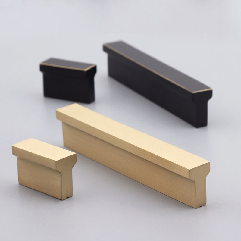 Brass long handle Furniture armoire door gold handles Drawer black bronze knobs Kitchen bathroom cabinet hardware pulls T-shape