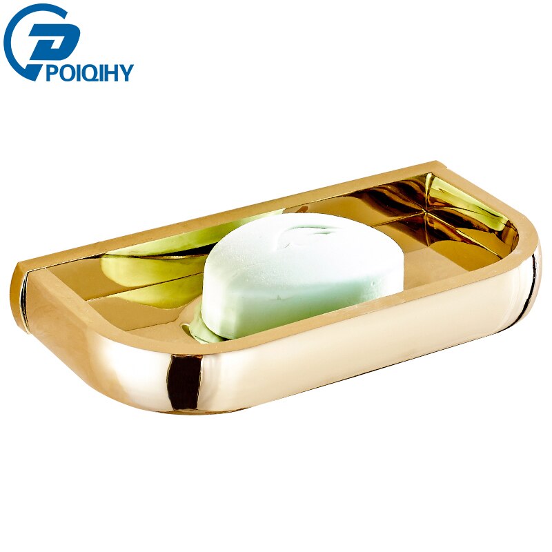 Set de accesorios de baño cuadrados de latón dorado de POIQIHY, estante para toallas, soporte de papel higiénico para Bar, soporte para toallas, gancho de tela, soporte para cepillo de baño PHY016: Soap Holder