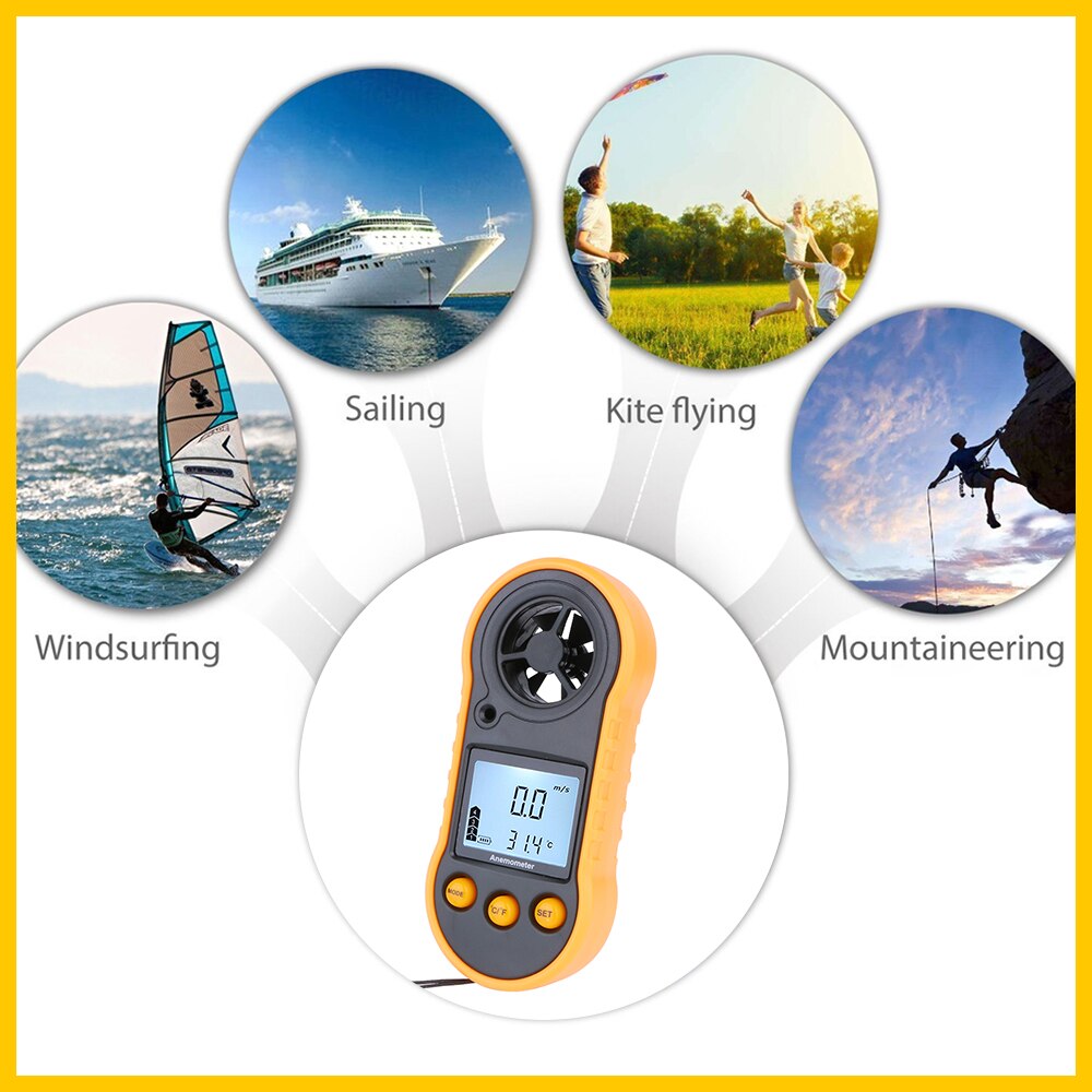 Rz Draagbare Anemometer Anemometro Wind Gauge Meter Lcd Digitale Hand-Held Meten Tool RZ818/GM816