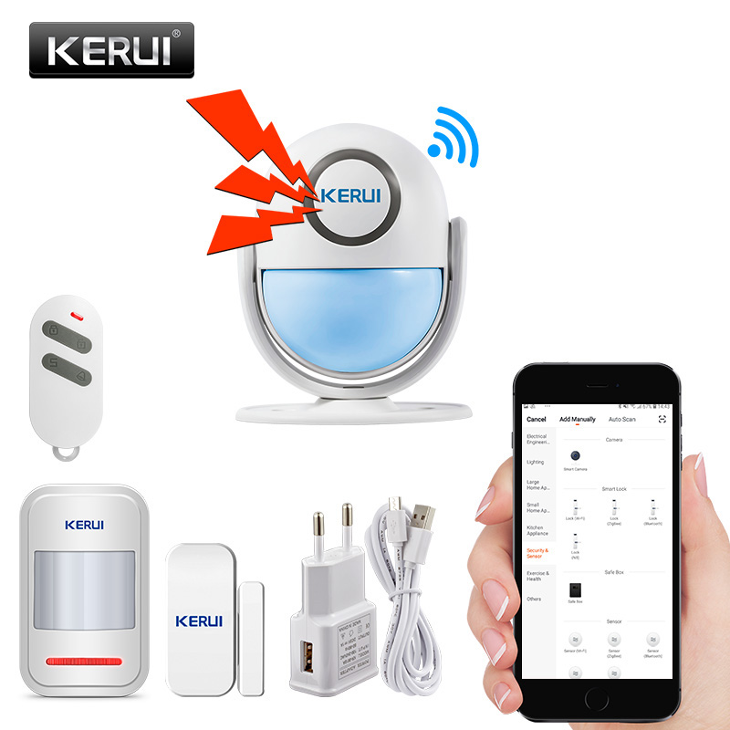 KERUI Alarm Systems Security Alarm Burglar Infrared Motion Sensor Detector 120DB Welcome Door Bell Host WIFI Alarm System Kit